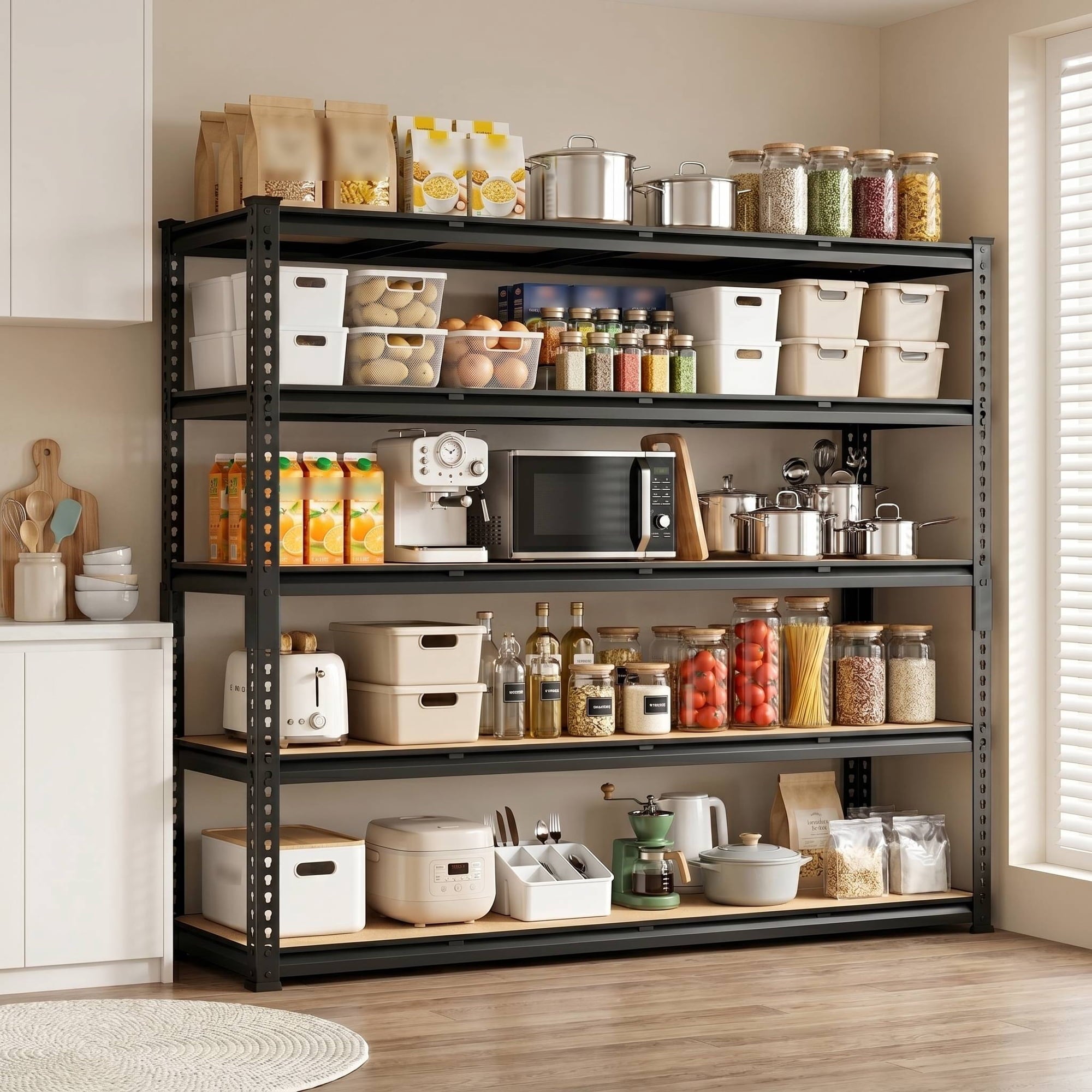 TrumanPick Garage Shelving Unit 60"W x 23.99"D x 72"H Heavy Duty Storage Shelves 5 Tier Metal Shelf Rack 3000LBS for Pantry Industrial Shelf