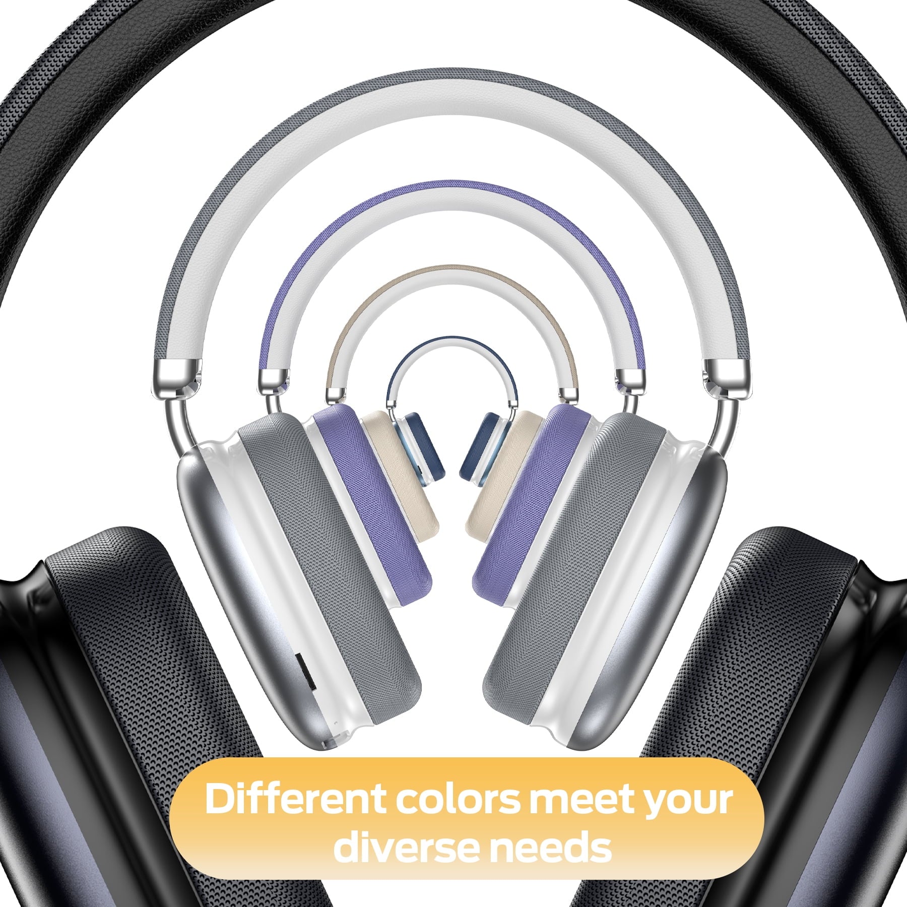 Bluetooth Headphones Over Ear, 65Hrs Playtime Wireless Headphones,Bass Boosted by 90%,Lightweight Headset with Deep Bass, Clear Call with 4 Noise Cancelling Mics,Low Latency for Travel Work Cellphone