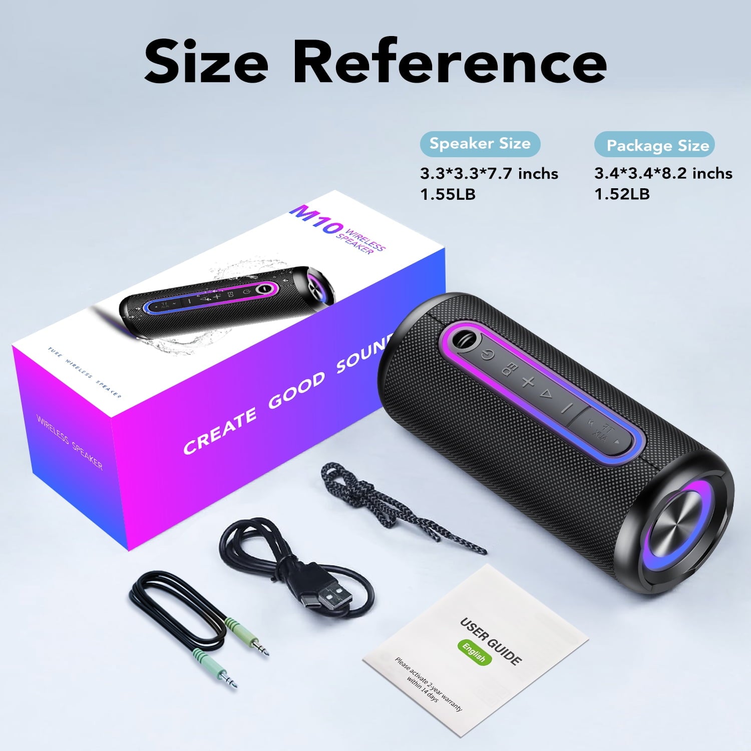 Portable Bluetooth Speaker IPX7 Waterproof Wireless Speaker with 30W Powerful Speaker 24Hrs Playtime Colorful Flashing Lights TWS Wireless Pairing for Outdoor/Party/Beach/Travel/Gifts